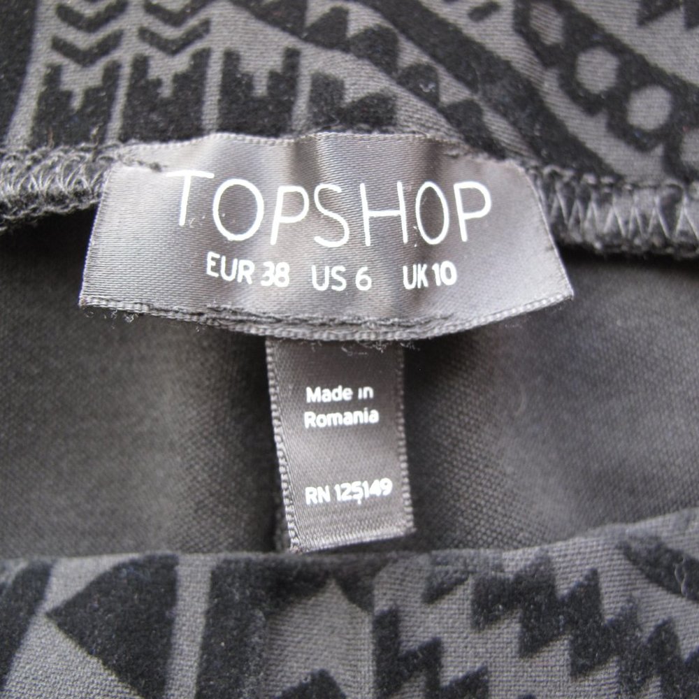 TOPSHOP Black Velvet Geometric Leggings - Picture 4 of 7